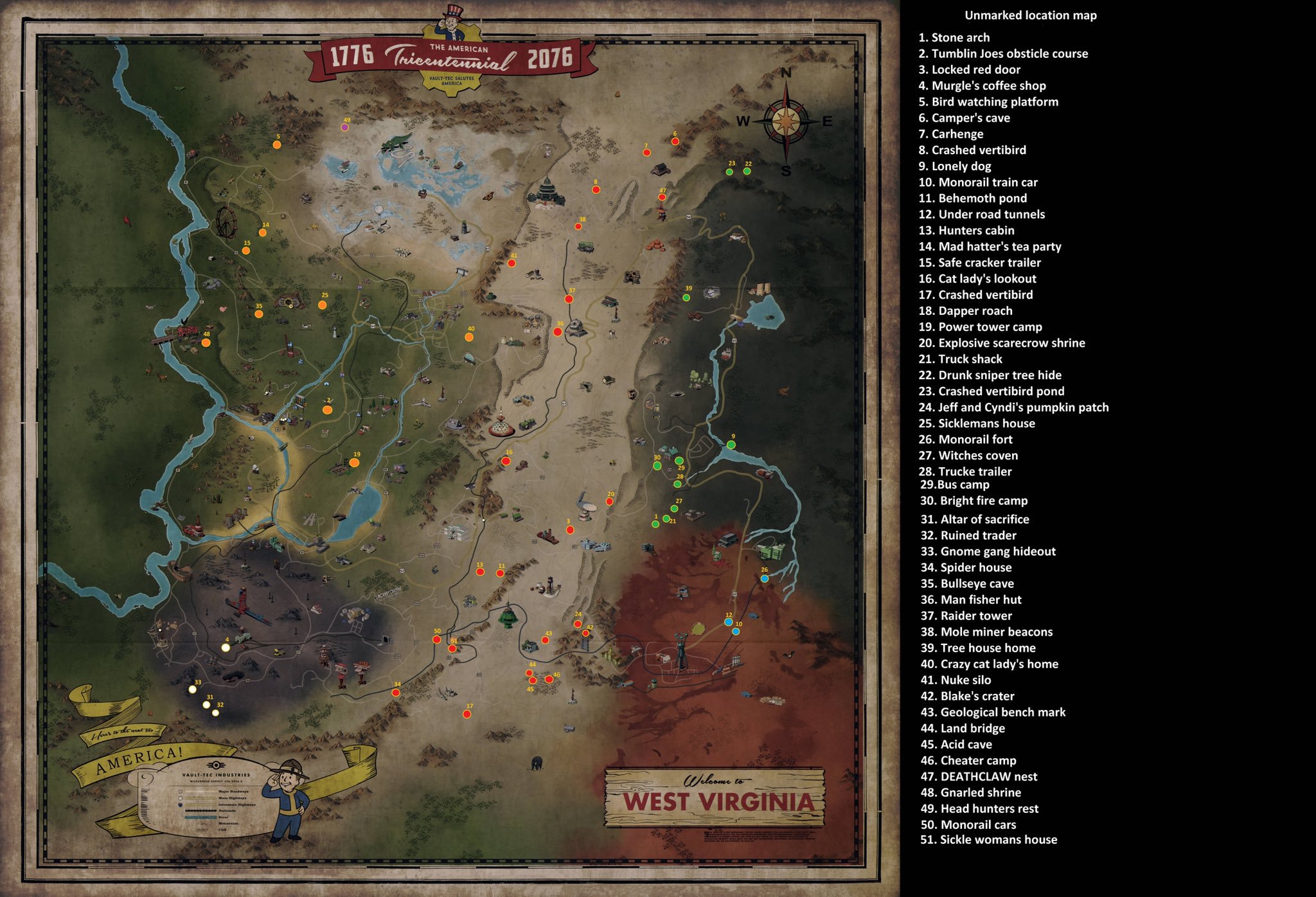 Fallout 76 lookout tower locations map